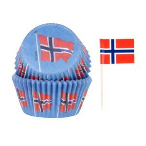 Muffinsform/Sticks Norske flagg, 50/10 Stk
